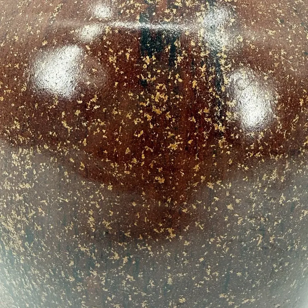 Decorative Vase Brown / Copper Speckled Glossy Glaze Handmade Unbranded
